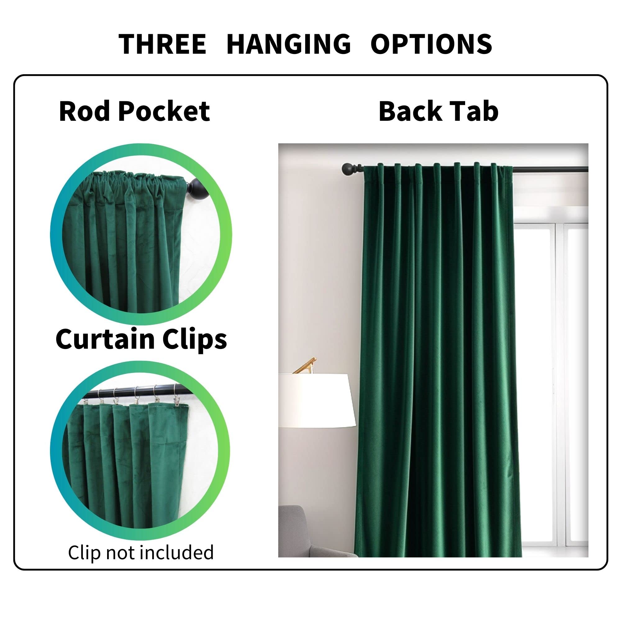 Emerald Green Velvet Curtains 84 inches Long Luxury 80% Blackout Curtains for Bedroom Living Room,Thermal Insulated Super Soft Window Drapes Rod Pocket & Back Tab, 52" W x 84" L, 2 Panels