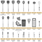 Kitchen Utensil Set-Silicone Cooking Utensils-33 Kitchen Gadgets & Spoons for Nonstick Cookware-Silicone and Stainless Steel Spatula Set-Best Kitchen Tools, Useful Pots (Khaki)