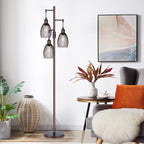 Dimmable Floor Lamp, Industrial Floor Lamps for Living Room, Gold Tree Lamp Standing Lamp Tall Lamps with 3 Elegant Teardrop Cage Head & 800 Lumens LED Bulbs for Living room Bedroom Office Dining Room
