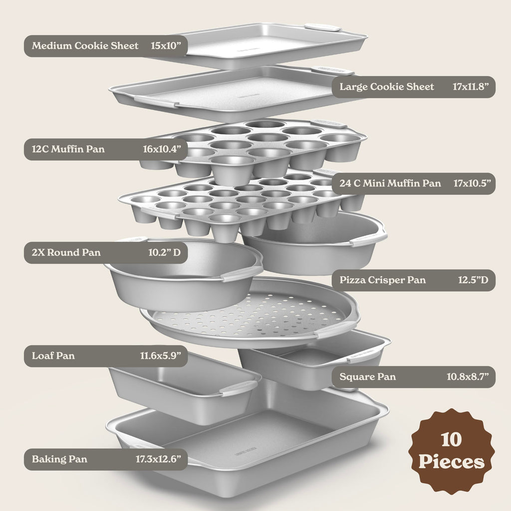 Country Kitchen Nonstick Stackable Bakeware Set - Durable, Easy Release Baking Set- 22 Pc. Includes Silicone Muffin Cups