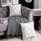 DEZENE 12x20 Inch Gold Velvet Throw Pillow Covers: 2 Pack Rectangular Decorative Pillow Cases for Bedroom Sofa Couch Living Room, Black