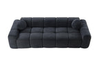 98.4-Inch Oversized Boneless Cloud Couches Deep Seat Foam Sofa Couch with 2 Round Toss Pillows, Luxury Corduroy Upholstered 3 Seat Tufted Loveseat, Cloud Sofa in a Box