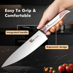 SYOKAMI Japanese Knives Set for Kitchen, Magnetic Knife Set with Block and Sharpener, Stainless Steel Knife Set as Gift for Couple, Wedding, Women or Mom with Gift Box, 14 PCS Black Dot