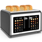 4 Slice Toaster Touch Screen, Stainless Steel Toasters Digital Timer, Dual Control Panel Toasters, 8 Shade Settings 6 Bread Types for Bagel, Cancel, Defrost 1650W