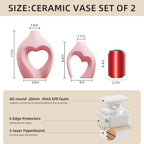 Zormon White Vases for Decor, Heart Shaped Ceramic Vase Set of 2, Nordic Heart Shaped Vases, Minimalist Decorative Vase for Table Centerpiece Wedding Dining Living Room Office House Decoration