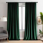 Emerald Green Velvet Curtains 84 inches Long Luxury 80% Blackout Curtains for Bedroom Living Room,Thermal Insulated Super Soft Window Drapes Rod Pocket & Back Tab, 52" W x 84" L, 2 Panels