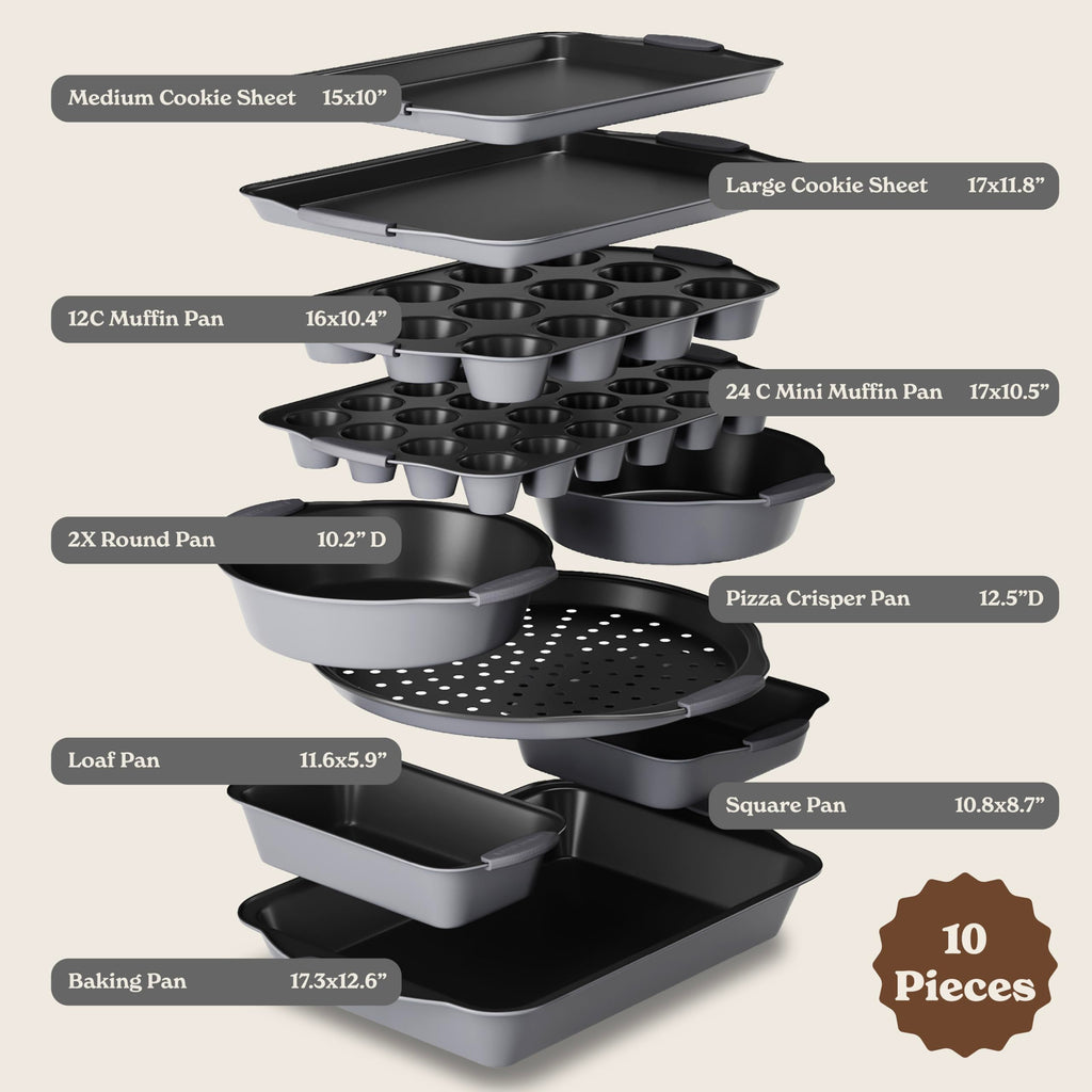 Country Kitchen Nonstick Stackable Bakeware Set - Durable, Easy Release Baking Set- 22 Pc. Includes Silicone Muffin Cups
