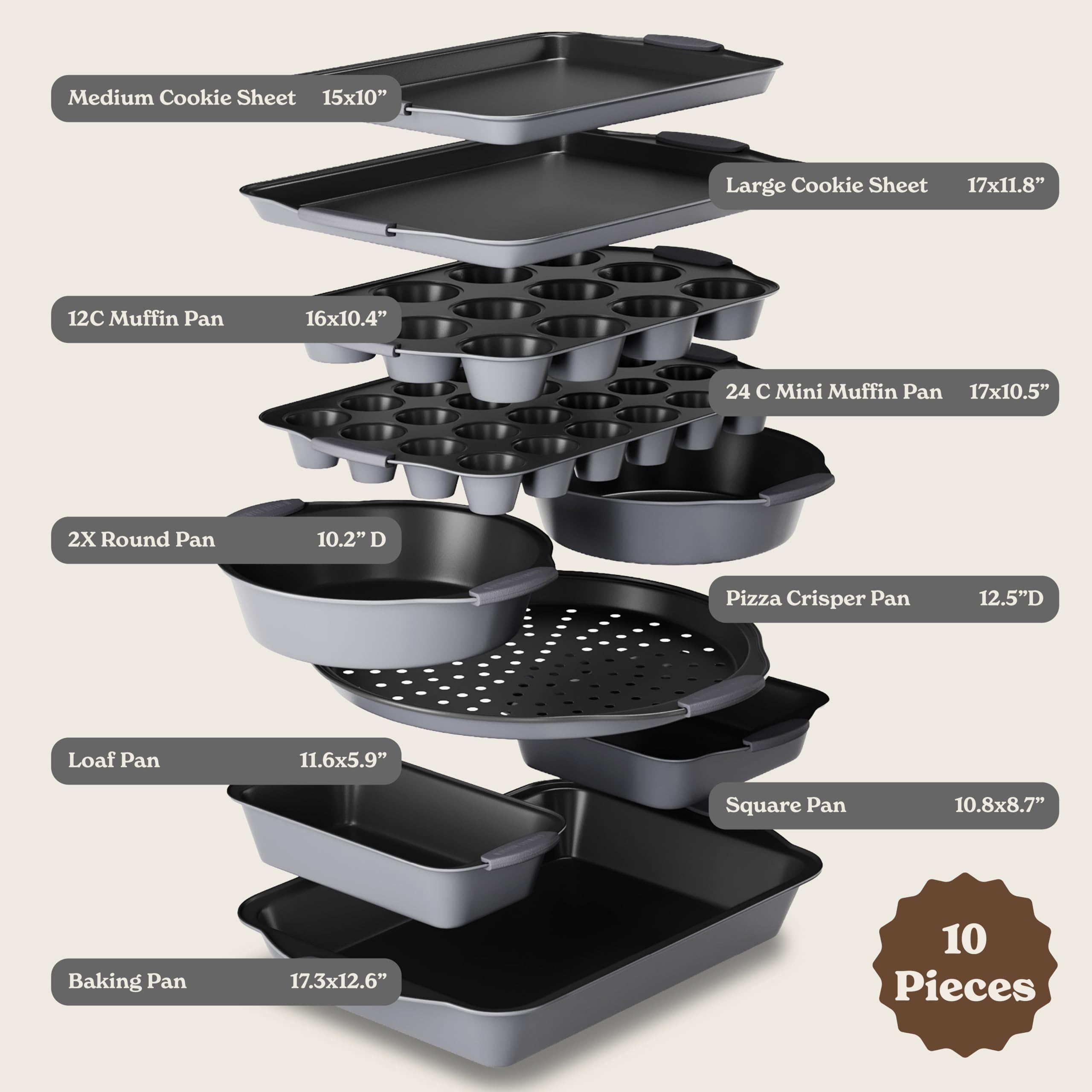 Country Kitchen Nonstick Stackable Bakeware Set - Durable, Easy Release Baking Set- 22 Pc. Includes Silicone Muffin Cups