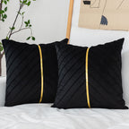 WACOMECO Velvet Throw Pillow Covers, Pack of 2 Soft Gold Decorative Cushion Covers for Couch Sofa Living Room Home Decoration, Emerald Green, 18x18 inch