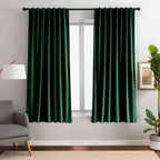 Emerald Green Velvet Curtains 84 inches Long Luxury 80% Blackout Curtains for Bedroom Living Room,Thermal Insulated Super Soft Window Drapes Rod Pocket & Back Tab, 52" W x 84" L, 2 Panels