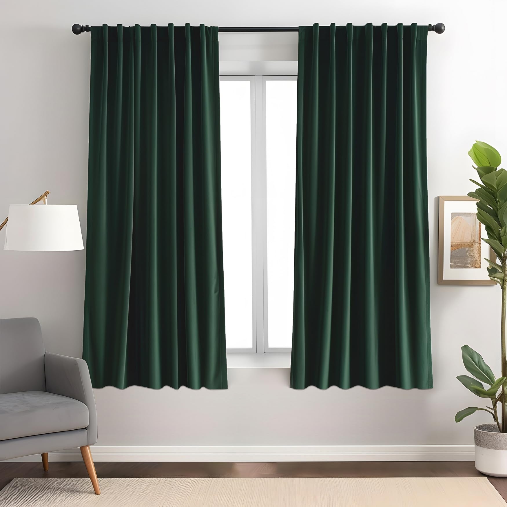 Emerald Green Velvet Curtains 84 inches Long Luxury 80% Blackout Curtains for Bedroom Living Room,Thermal Insulated Super Soft Window Drapes Rod Pocket & Back Tab, 52" W x 84" L, 2 Panels