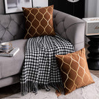DEZENE 12x20 Inch Gold Velvet Throw Pillow Covers: 2 Pack Rectangular Decorative Pillow Cases for Bedroom Sofa Couch Living Room, Black