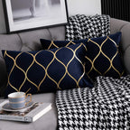 DEZENE 12x20 Inch Gold Velvet Throw Pillow Covers: 2 Pack Rectangular Decorative Pillow Cases for Bedroom Sofa Couch Living Room, Black