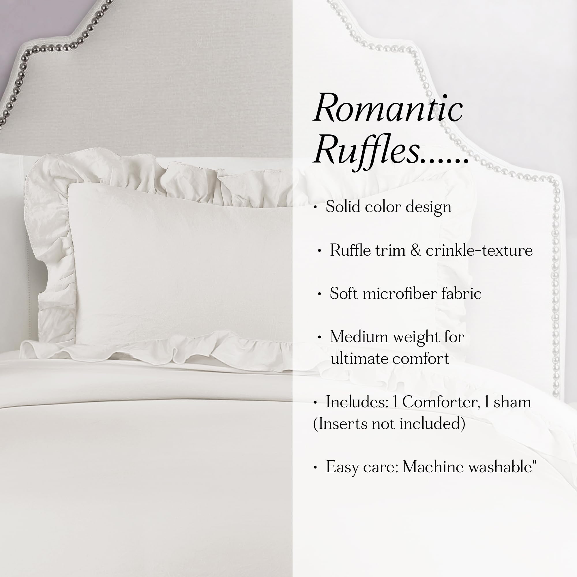 Lush Decor Reyna Ruffle Comforter Set - 3 Piece Cozy Ruffled Bedding Set - Timeless Elegance and Comfort for Bedroom - King, Gray