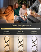 2 Pack LED Touch Dimmable Spiral Desk Lamp, 3 Color Temperature Modern Nightstand Lamp, Unique Bedside Table Lamp for Living Room, Bedroom, Cool Lamps for Ideal Gift, Gold
