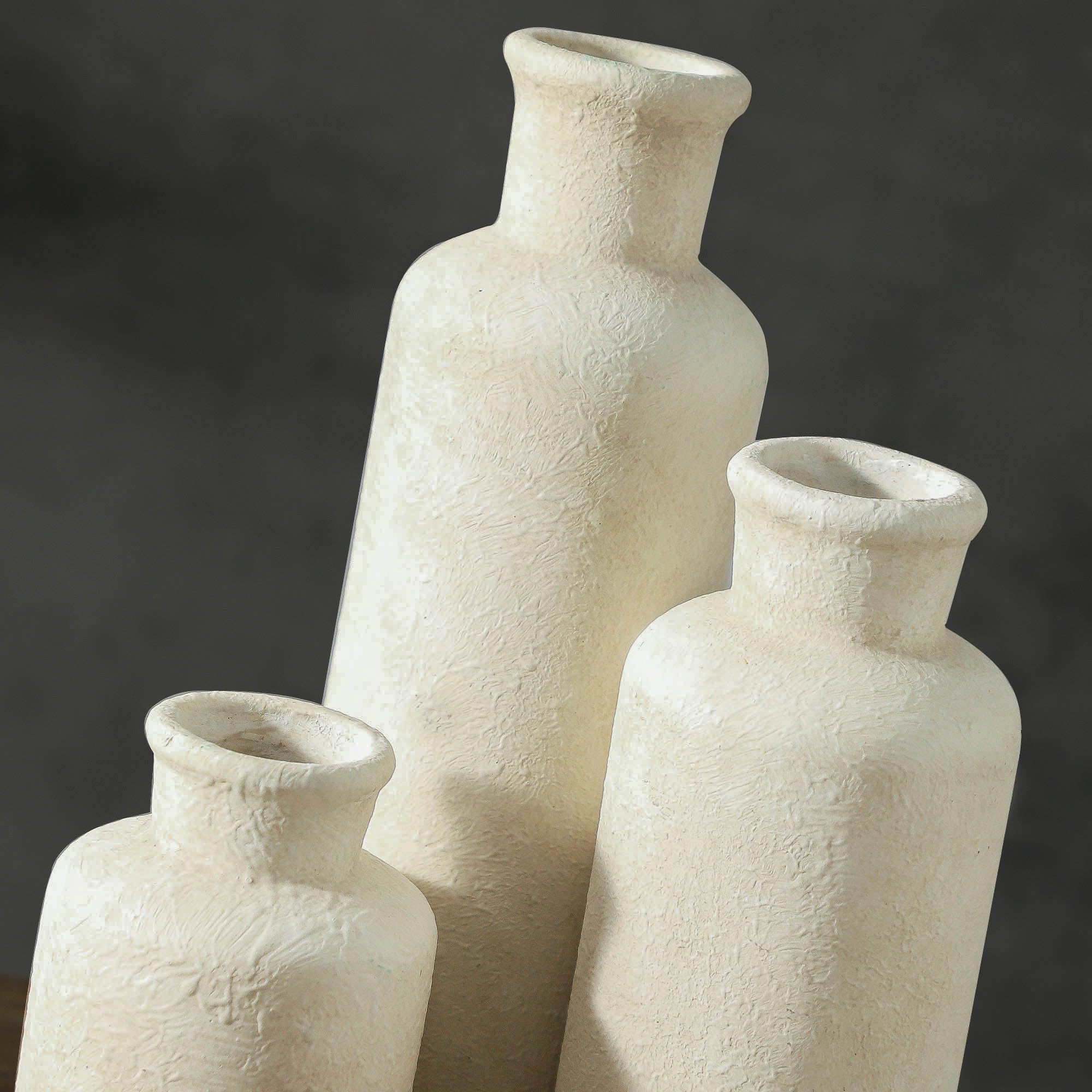 Vintage Vase Set of 3, Ceramic Vintage Flower Vases, Chinoiserie Decorative Home Decor Retro Floral Vase Rustic Farmhouse Decor for Table Bookshelf Mantel Kitchen Living Room Office - Green and Beige