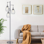 Dimmable Floor Lamp, Industrial Floor Lamps for Living Room, Gold Tree Lamp Standing Lamp Tall Lamps with 3 Elegant Teardrop Cage Head & 800 Lumens LED Bulbs for Living room Bedroom Office Dining Room