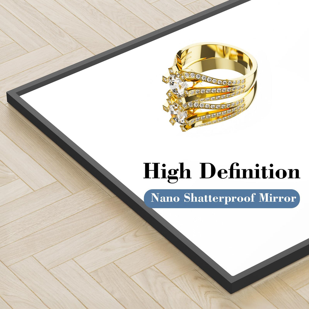 DUMOS Arched Full Length Mirror with Stand 64"x21" Floor Standing Aluminum Frame for Bedroom Body Hanging Leaning Modern Simple Home Decor Shatter-proorf Nano Glass Wall Living Room Cloakroom Black