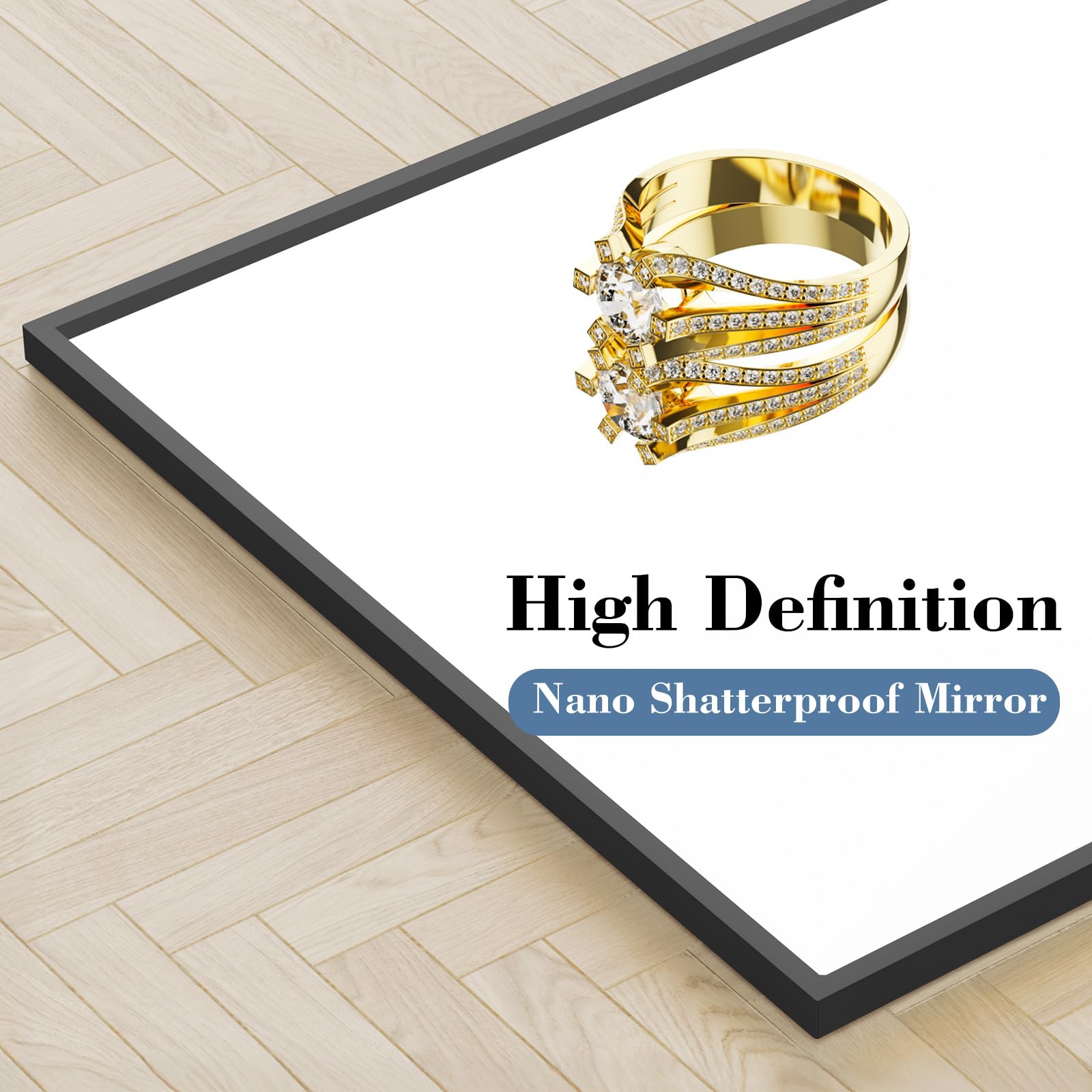 DUMOS Arched Full Length Mirror with Stand 64"x21" Floor Standing Aluminum Frame for Bedroom Body Hanging Leaning Modern Simple Home Decor Shatter-proorf Nano Glass Wall Living Room Cloakroom Black