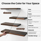 BAYKA Floating Shelves for Bedroom Decor, Wall Shelves for Storage, Wall Mounted Rustic Wood Floating Shelf for Books,Corner Shelf for Bathroom,Kitchen,Living Room(Black and Gold，Set of 4)