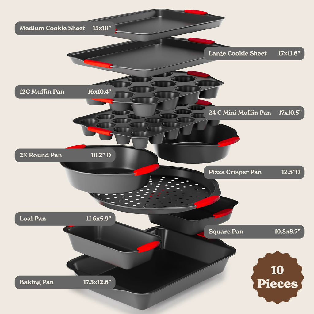 Country Kitchen Nonstick Stackable Bakeware Set - Durable, Easy Release Baking Set- 22 Pc. Includes Silicone Muffin Cups