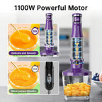 Turelar Immersion Blender Handheld Corded Hand Blenders Set 1100W, Trigger Variable Speed 5 in 1 Stick Emulsifier with Chopper, Whisk and Frother for Soup, Baby Food and Smoothies, Navy Blue