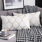 DEZENE 12x20 Inch Gold Velvet Throw Pillow Covers: 2 Pack Rectangular Decorative Pillow Cases for Bedroom Sofa Couch Living Room, Black