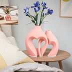 Zormon White Vases for Decor, Heart Shaped Ceramic Vase Set of 2, Nordic Heart Shaped Vases, Minimalist Decorative Vase for Table Centerpiece Wedding Dining Living Room Office House Decoration