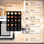 4 Slice Toaster Touch Screen, Stainless Steel Toasters Digital Timer, Dual Control Panel Toasters, 8 Shade Settings 6 Bread Types for Bagel, Cancel, Defrost 1650W