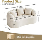131" Oversized Sectional Sofa for Living Room, Modern Luxury Plush Chenille 4-Seater Extra Deep & Wide Seat Curved Cloud Couch with 4 Throw Pillows, No Assembly Needed, Light Brown