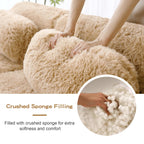 98.4-Inch Oversized Boneless Cloud Couches Deep Seat Foam Sofa Couch with 2 Round Toss Pillows, Luxury Corduroy Upholstered 3 Seat Tufted Loveseat, Cloud Sofa in a Box