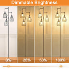 Dimmable Floor Lamp, Industrial Floor Lamps for Living Room, Gold Tree Lamp Standing Lamp Tall Lamps with 3 Elegant Teardrop Cage Head & 800 Lumens LED Bulbs for Living room Bedroom Office Dining Room