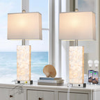 29" Gold Modern Table Lamps Set of 2, 3-Way Dimmable Touch Lamps for Nightstand with USB A+C & Outlets,Brass Lamps for Living Room, Bedroom, Nightstand, Entryway(2 Bulbs Included)