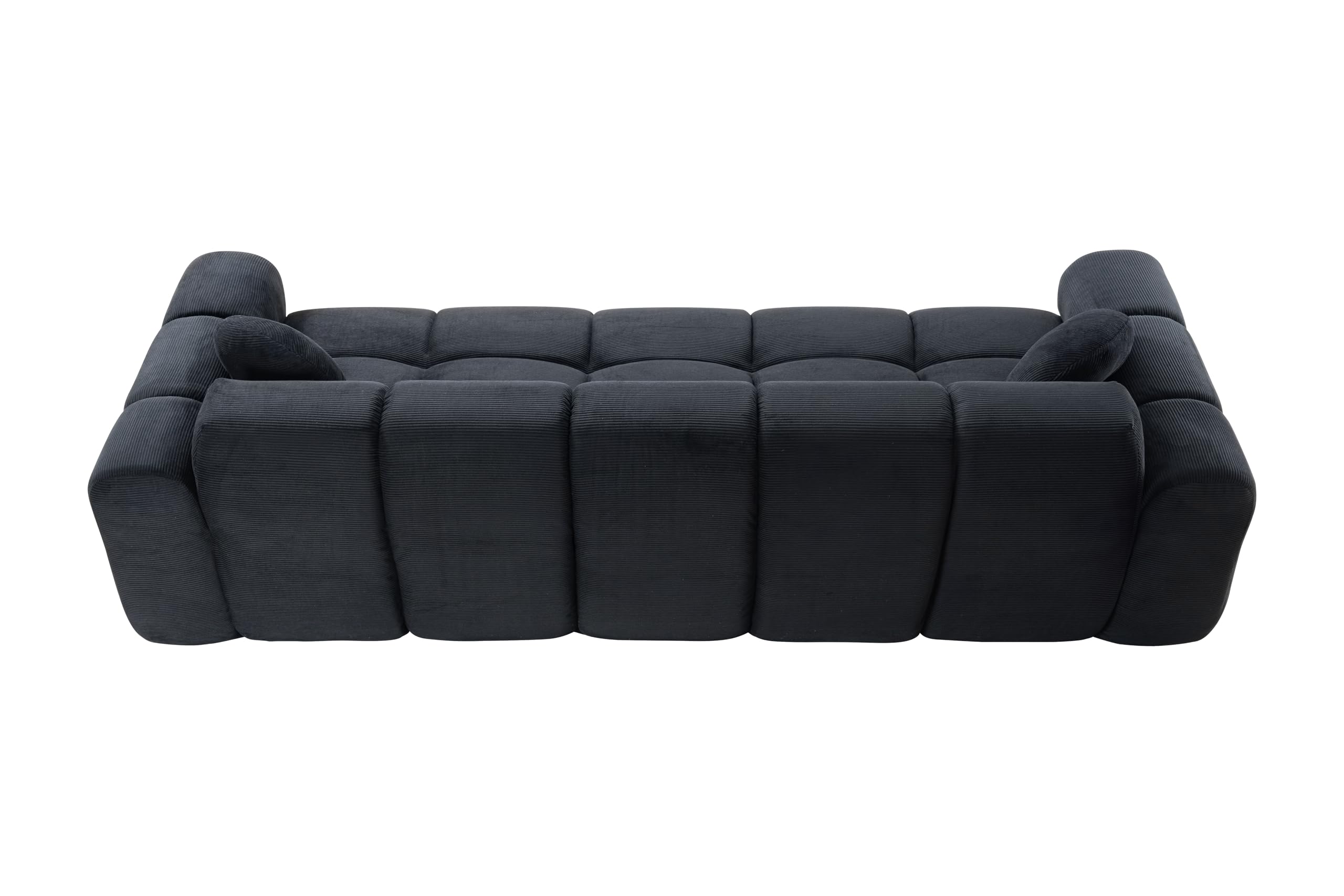 98.4-Inch Oversized Boneless Cloud Couches Deep Seat Foam Sofa Couch with 2 Round Toss Pillows, Luxury Corduroy Upholstered 3 Seat Tufted Loveseat, Cloud Sofa in a Box