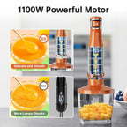Turelar Immersion Blender Handheld Corded Hand Blenders Set 1100W, Trigger Variable Speed 5 in 1 Stick Emulsifier with Chopper, Whisk and Frother for Soup, Baby Food and Smoothies, Navy Blue
