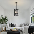 Black Gold Chandelier for Dining Room, Modern Farmhouse 3 Light Entryway Pendant Light Fixture Adjustable Geometric Industrial Rustic Foyer Light for Living Room Kitchen Island Hallway Bedroom