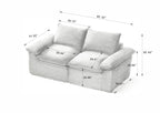 98.4-Inch Oversized Boneless Cloud Couches Deep Seat Foam Sofa Couch with 2 Round Toss Pillows, Luxury Corduroy Upholstered 3 Seat Tufted Loveseat, Cloud Sofa in a Box