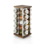 Kamenstein 20 Jar Revolving Countertop Spice Rack with Spices Included, FREE Spice Refills for 5 Years, Polished Stainless Steel with Black Caps, 30020