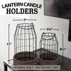 Rustic Farmhouse Lantern Decor Set of 2 - Stylish Decorative Lanterns for Your Living Room, Patio & Porch or Kitchen Dining Table - Modern Indoor/Outdoor Coffee Table Decor for Your Entire Home