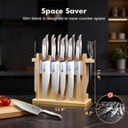 SYOKAMI Japanese Knives Set for Kitchen, Magnetic Knife Set with Block and Sharpener, Stainless Steel Knife Set as Gift for Couple, Wedding, Women or Mom with Gift Box, 14 PCS Black Dot