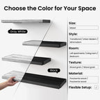 BAYKA Floating Shelves for Bedroom Decor, Wall Shelves for Storage, Wall Mounted Rustic Wood Floating Shelf for Books,Corner Shelf for Bathroom,Kitchen,Living Room(Black and Gold，Set of 4)