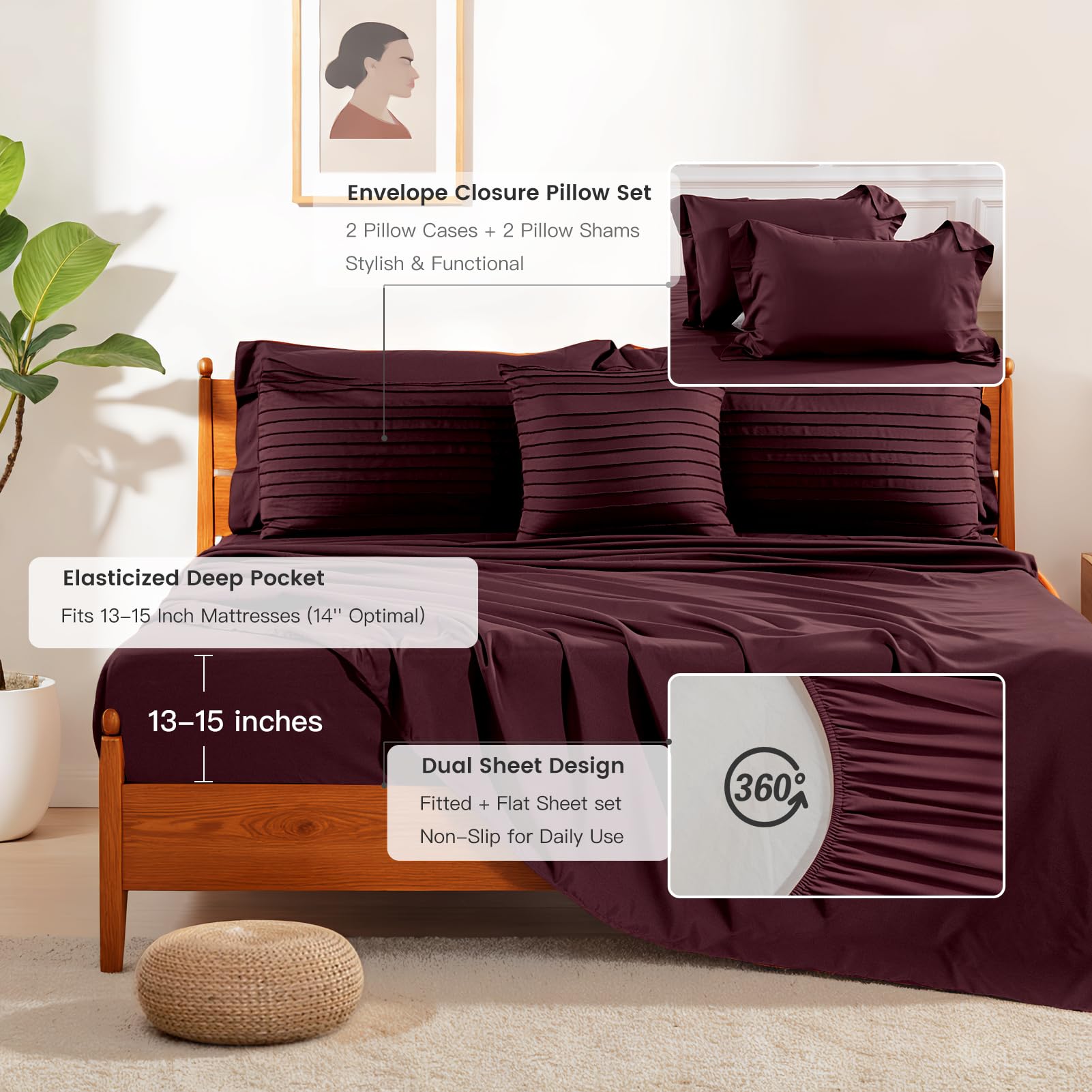 NEXHOME PRO Tufted Boho Comforter Set King, 8 Piece Bed in a Bag, Ultra Soft Brushed Microfiber All-in-One Bedding, Lightweight All Season Comforter, Machine Washable, Sage Green