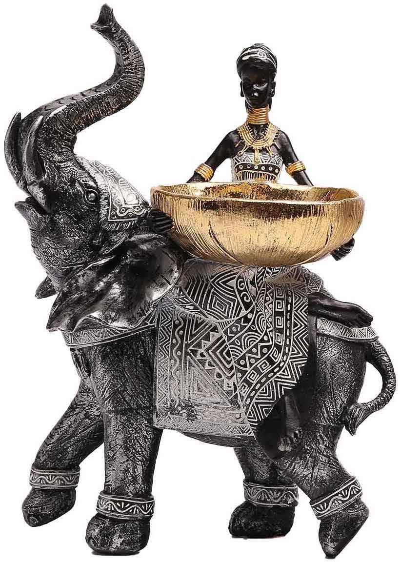 Lescafita African Woman Riding Lion Resin Statue – Tribal Figurine for Home Decor, Elegant Black and Gold Sculpture for Shelf, Desk, or Mantel, Unique for Mom, Friends, Women, Christmas