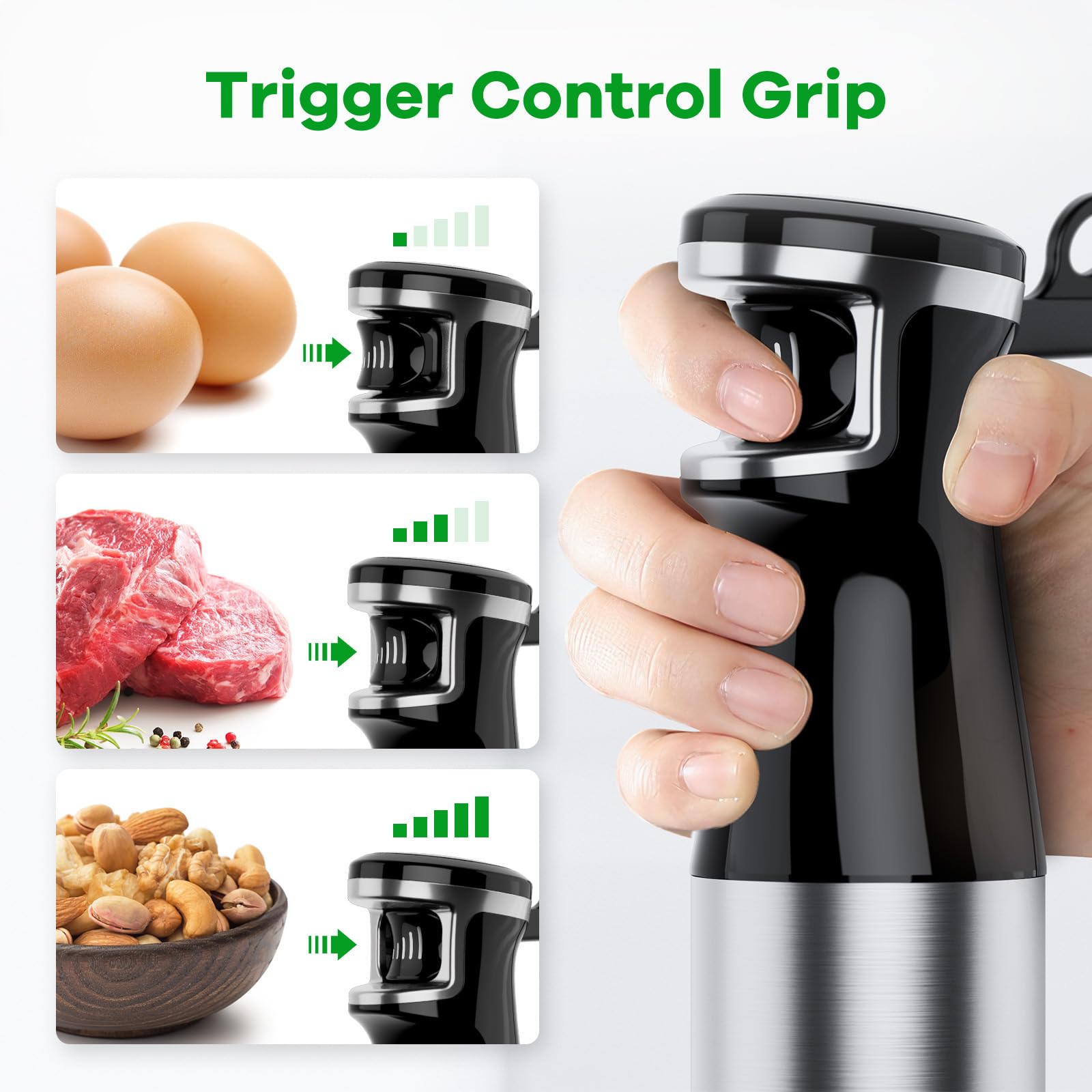 Turelar Immersion Blender Handheld Corded Hand Blenders Set 1100W, Trigger Variable Speed 5 in 1 Stick Emulsifier with Chopper, Whisk and Frother for Soup, Baby Food and Smoothies, Navy Blue