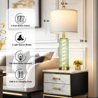29" Gold Modern Table Lamps Set of 2, 3-Way Dimmable Touch Lamps for Nightstand with USB A+C & Outlets,Brass Lamps for Living Room, Bedroom, Nightstand, Entryway(2 Bulbs Included)