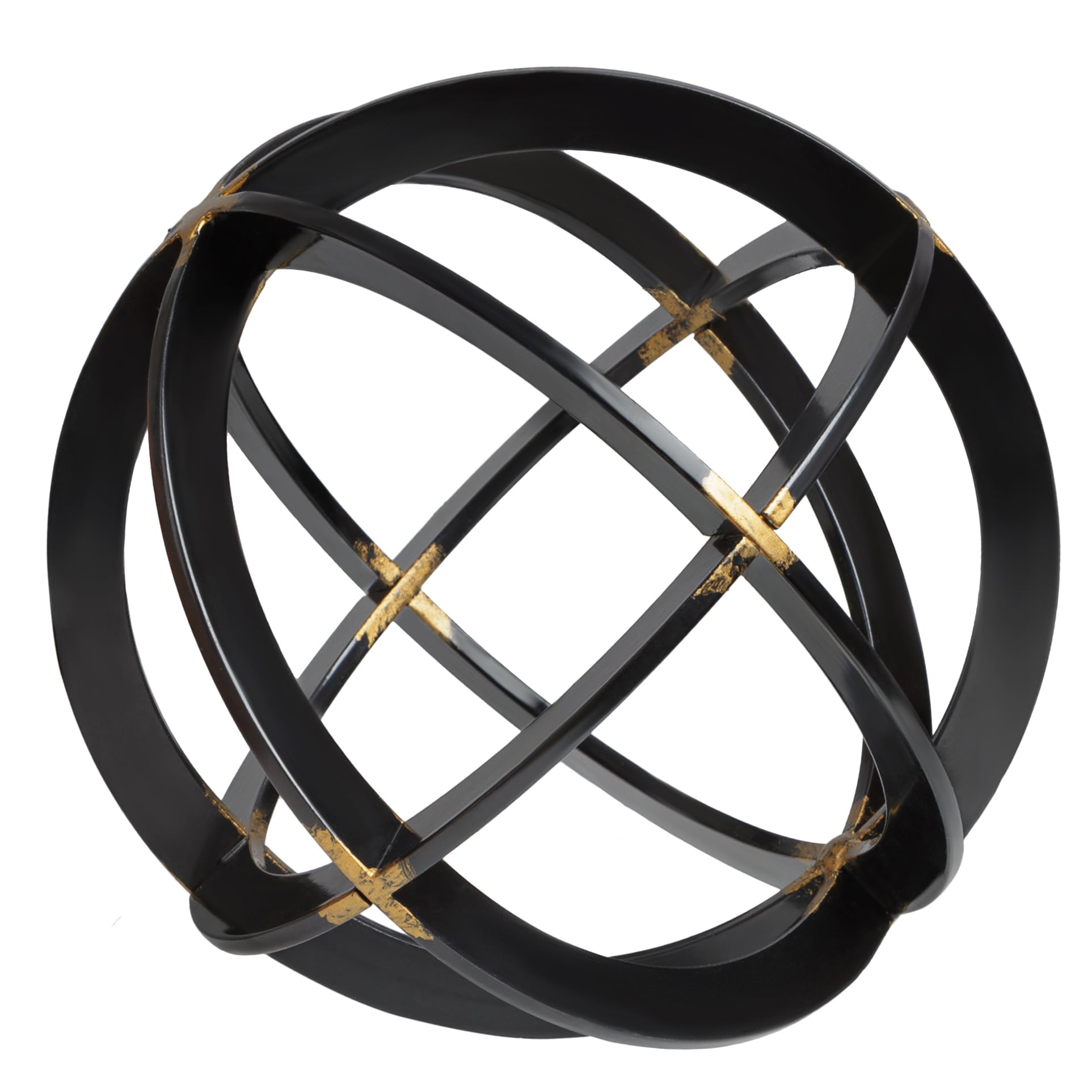 Decorative Sphere for Home Decor - Black & Gold, Hand Painted, Modern Decorative Balls for Living Room, Bedroom, Kitchen, Bathroom, Office - Table Decorative Orbs for Centerpiece