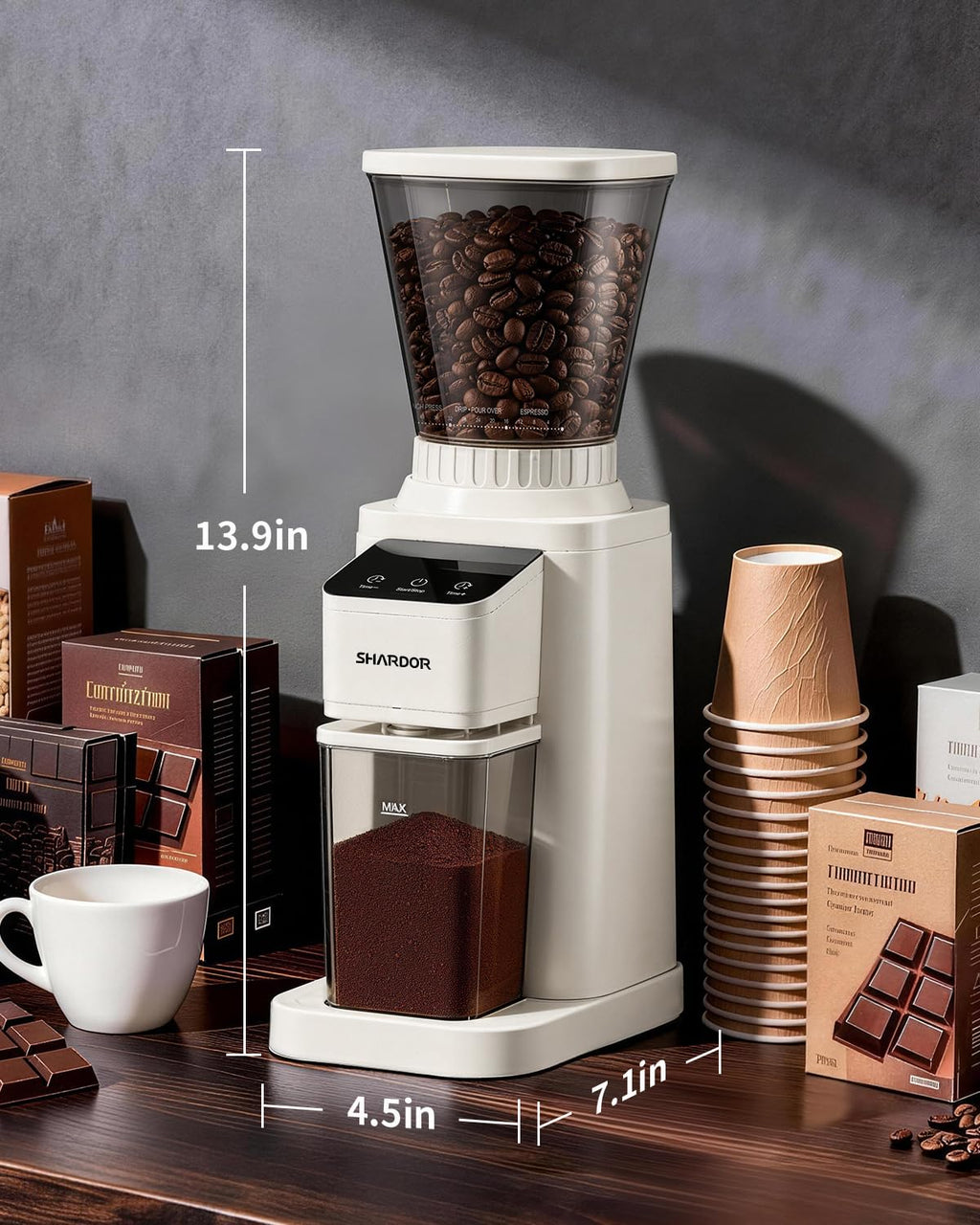 SHARDOR Professional Conical Burr Coffee Grinder, Coffee Bean Grinder with 48 Grind Settings for Espresso, Drip & French Press, Upgraded Anti-Static Technology, Precision Timer, Stainless Steel