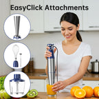Turelar Immersion Blender Handheld Corded Hand Blenders Set 1100W, Trigger Variable Speed 5 in 1 Stick Emulsifier with Chopper, Whisk and Frother for Soup, Baby Food and Smoothies, Navy Blue