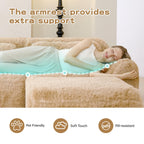 98.4-Inch Oversized Boneless Cloud Couches Deep Seat Foam Sofa Couch with 2 Round Toss Pillows, Luxury Corduroy Upholstered 3 Seat Tufted Loveseat, Cloud Sofa in a Box