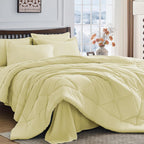 HEVUMYI 7 Pieces Queen Comforter Set, All Season Reversible Bed in a Bag, Ultra Soft Queen Bedding Set with Grey Comforter, Flat Sheet, Fitted Sheet, Pillowcases, Pillow Shams, Dark Grey